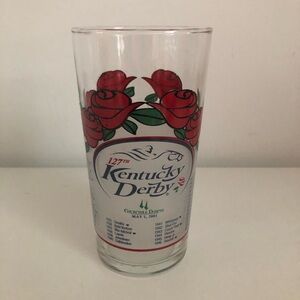 2001 Kentucky Derby Glass with Red Rose Design
